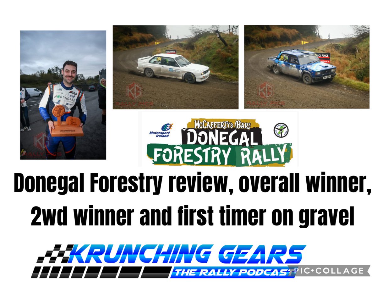Latest Krunching Gears - The Rally Podcast out tomorrow. We talk Donegal Forestry Rally. Hear from the rally winner, the 2wd winner plus the guy developing the car and then a competitor making his gravel debut on the event.