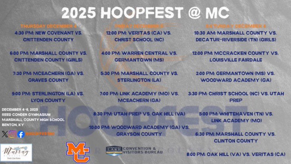LIVE TONIGHT: <a href="/JosephDecker23/">Joseph Decker</a> will be live at 7:00 PM (ET) talking all things Marshall County Hoop-Fest with Tyler Brockman (<a href="/hoopfestmc/">HoopFest @ Marshall County</a>) 

We’ll talk matchups, top players, coaches, how to attend, media and more.