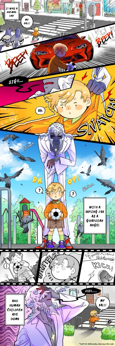 one-page manga theme DEJAVU that i draw for contest https://t.co/ykdt0IT3WU angel and the dumb kid.