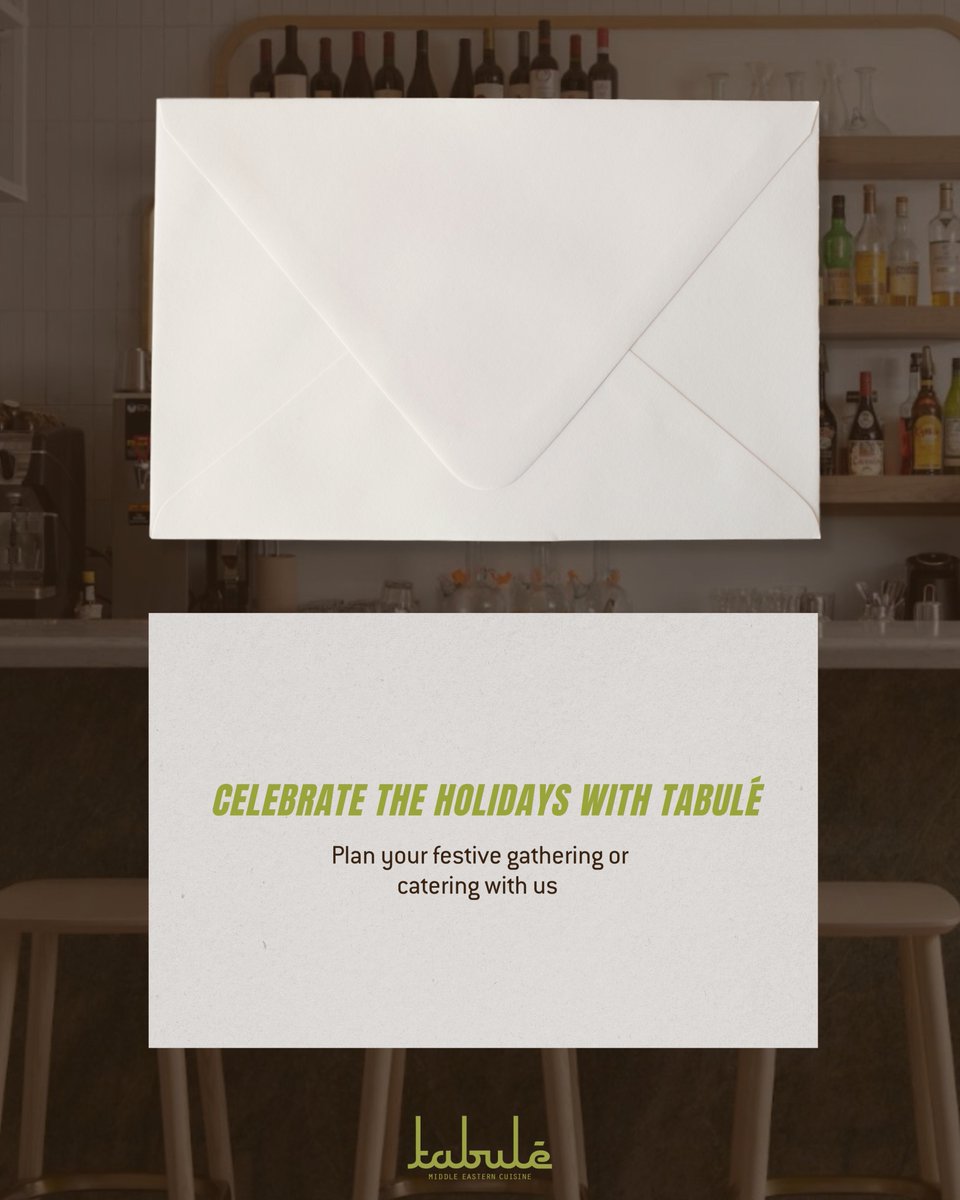 Celebrate the holidays with Tabulé 🎉 Gather your friends, family, or team and enjoy authentic Middle Eastern flavours made for sharing. Book your holiday reservations now at tabule.ca