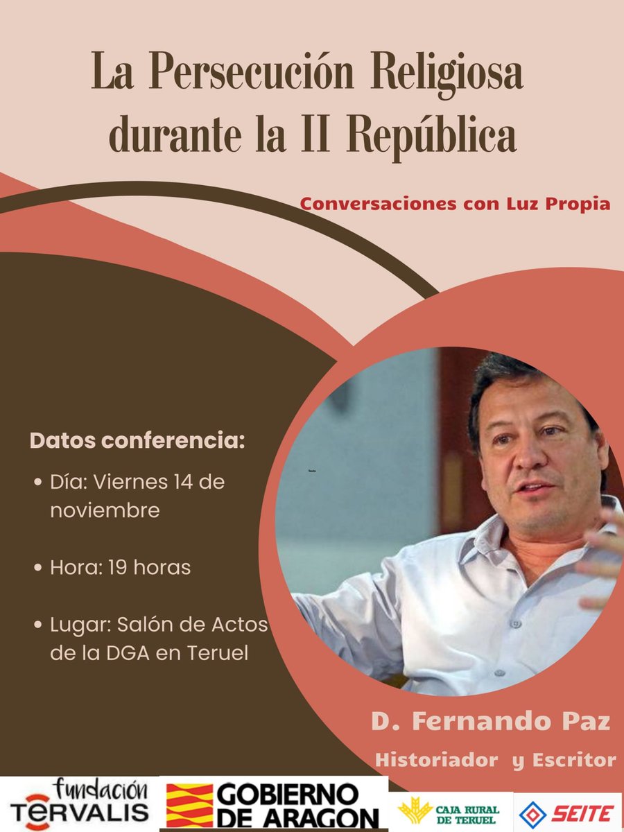 Viernes 14 noviembre, 19.00 hrs.

La Persecución Religiosa durante la II República. 

Por si andáis por Teruel.