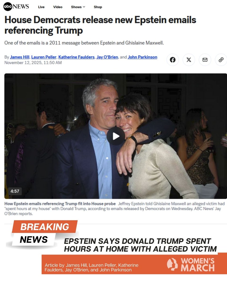 womensmarch's tweet image. Trump can’t hide in his pedo-palace forever. The Epstein files vote is coming, and the secrets they tried to bury will finally come to light. 🔥 #EpsteinFiles #Justice #Transparency #WomensMarch