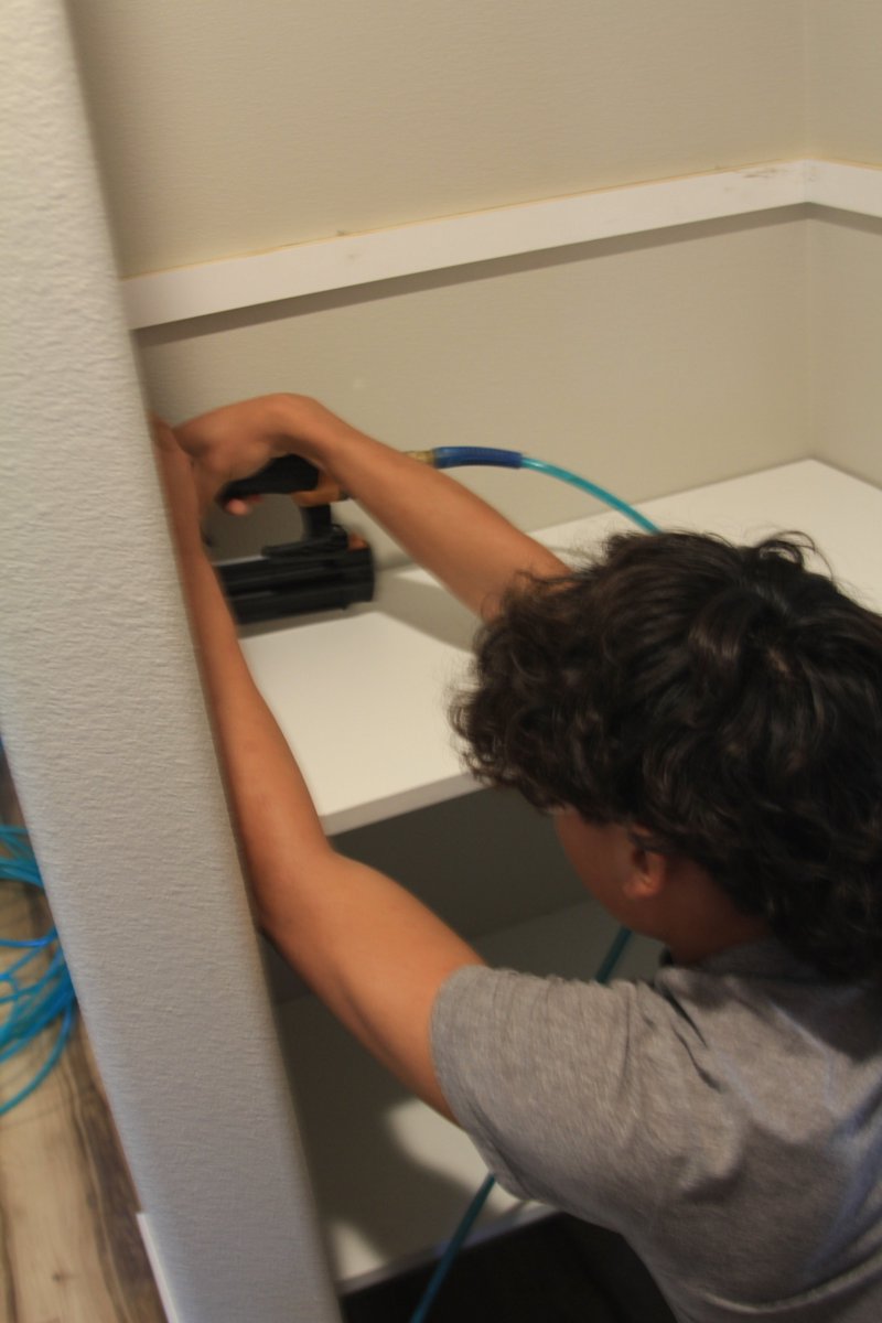 From getting the yard and raised flower bed in to the front porch handrail and interior work on pantry and closet shelving, we are almost done with the house.