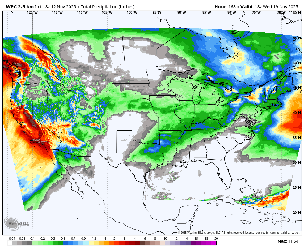Southern California will be the wettest place in the entire country over the next week, with 3–5 inches of rain currently forecast and up to 10+ inches possible in the mountains.