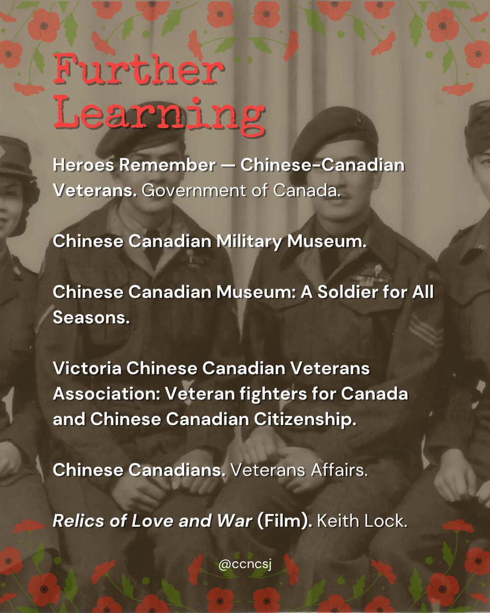 To close off our Remembrance day post, we are bringing in part 2 of honouring Chinese veterans who fought for our right to vote. Comment below on who we should highlight next time!

#RemembranceDay
#ChineseCanadianVeterans
#Enfranchisement
#VotingRights
#StatusForAll