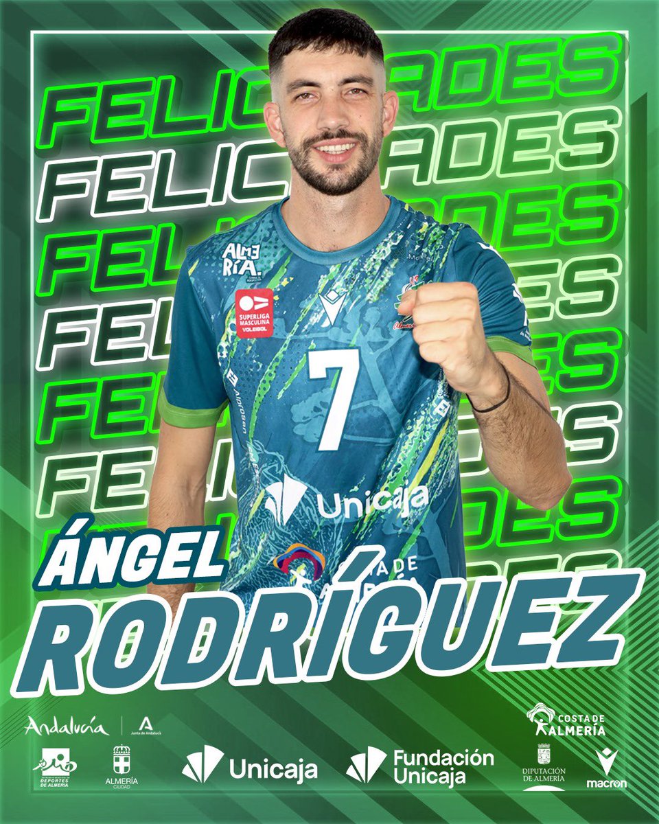 🎉 𝑭𝑬𝑳𝑰𝒁 𝑪𝑼𝑴𝑷𝑳𝑬𝑨𝑵̃𝑶𝑺 🥳 Ángel Rodríguez

En tu nueva experiencia en Almería 🏴󠁧󠁢󠁥󠁮󠁧󠁿, 🤗 en la que te deseamos lo mejor! 🎊🎂

💚 #VamosVerdes!
🏐 #SomosVoleibol

#Unicaja #Almeria #Almería #UnicajaAlmeria #UnicajaAlmería #Voleibol #Andalucia #BecomeYourOwnHero