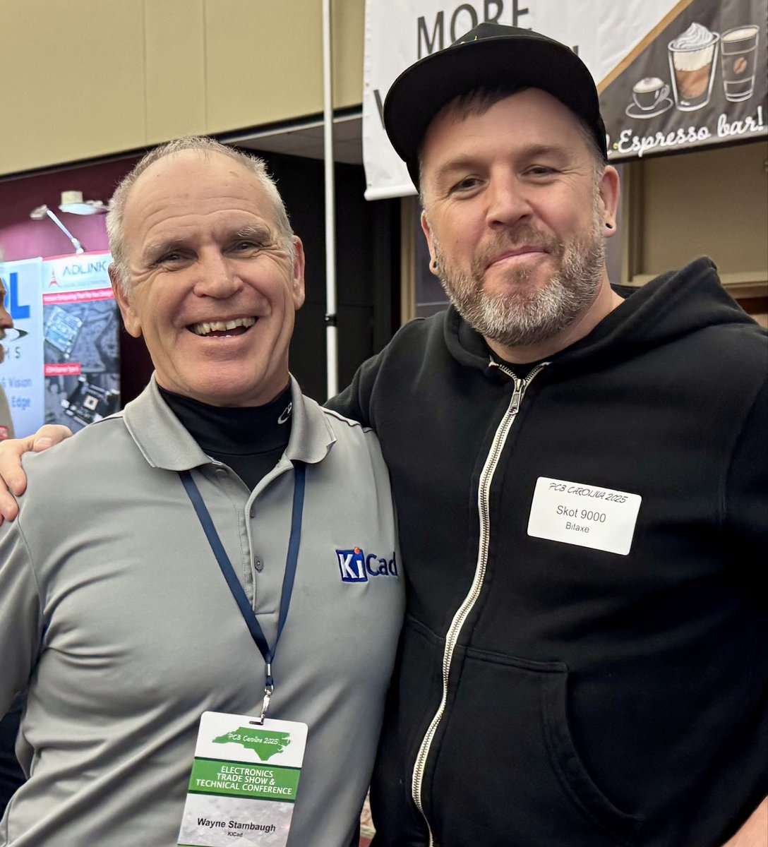 skot9000's tweet image. 🤯 I just met the most excellent Wayne Stambaugh, the project lead for @kicad_pcb !! !