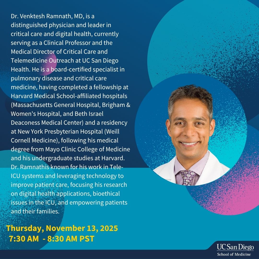 ucsdpccm's tweet image. Tomorrow we welcome Dr. Ventesh Ramnath to Grand Rounds. #MedEd #PCCM 
@UCSDMedSchool