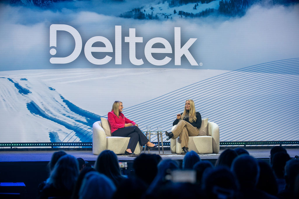 Deltek's tweet image. From the slopes to the stage! ⛷️ 🎤 @lindseyvonn  inspired the #DeltekProjectCon crowd today with lessons in resilience, reinvention, and the courage to chase your second act during her fireside chat with Natasha Engan.

Thank you, Lindsey, for sharing your incredible journey!🤩