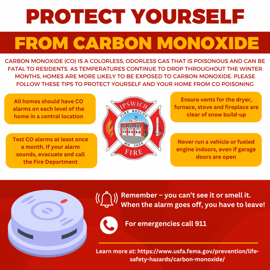 Ipswich Fire Shares Carbon Monoxide Safety Tips: With cold weather approaching, Ipswich Fire would like to remind residents of carbon monoxide safety tips. Carbon monoxide (CO), known as the “invisible killer,” is… ipswichfire.com/2025/11/12/ips…