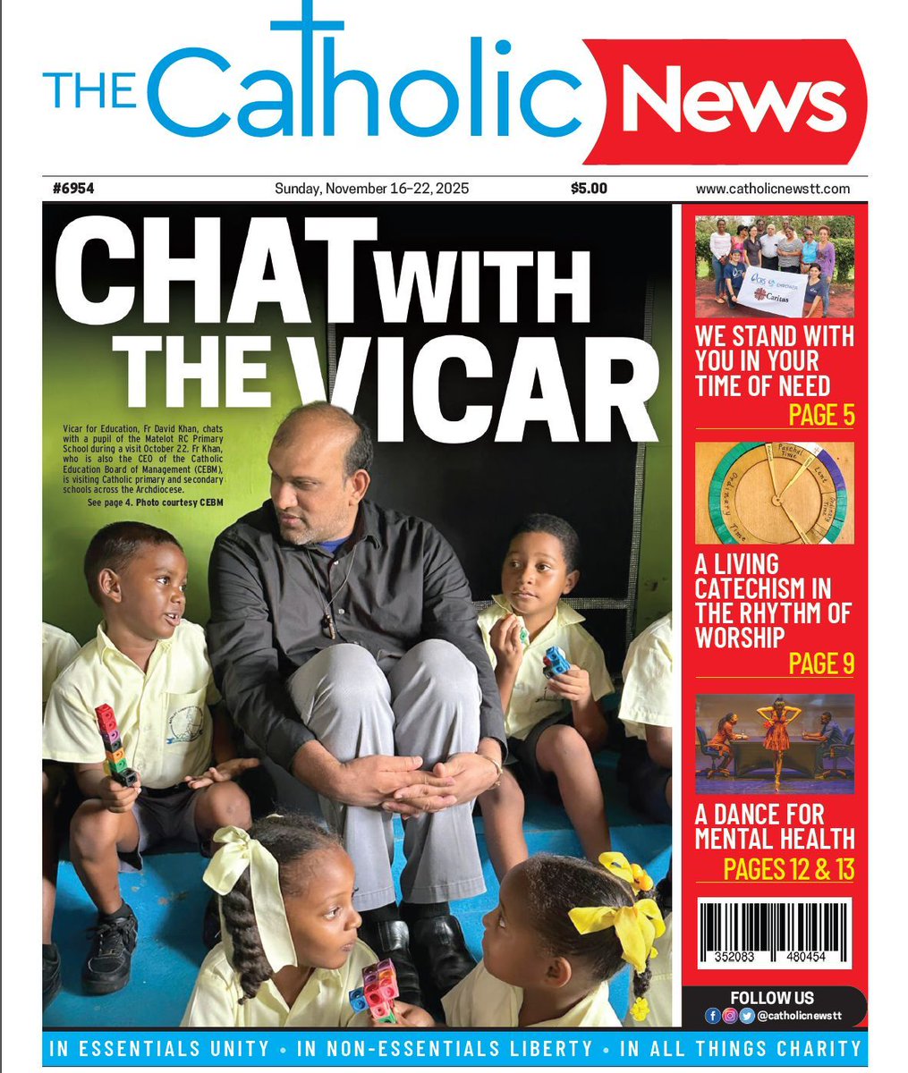 A “Chat with the Vicar” and a lesson in listening. In this week’s Catholic News, Fr. David Khan shares time and stories with students at Nelson Street Boys’ RC.
Get your copy! Available in parishes or online at catholicnewstt.com.