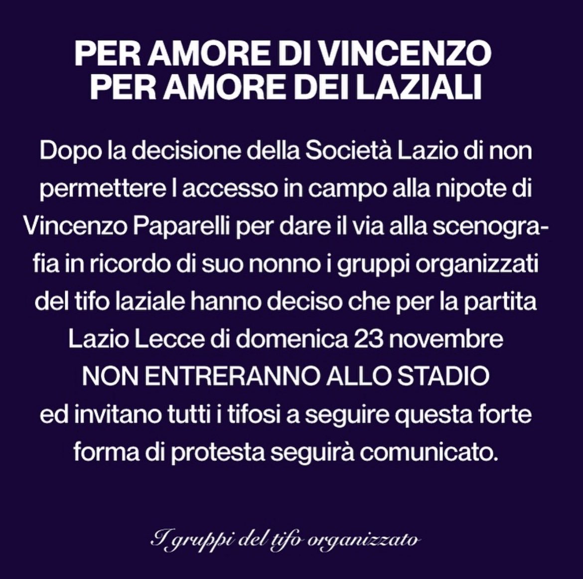 GiGiSSLazio's tweet image. Possiamo continuare ad ammorbarci con futili diatribe tra “abbonamenti sì vs abbonamenti no”.
Possiamo continuare a farlo all’infinito e continuare a non essere d’accordo. 

Ma se pensate che questa vicenda sia una “scusa”, se non ne percepite la gravità e se non capite quanto…