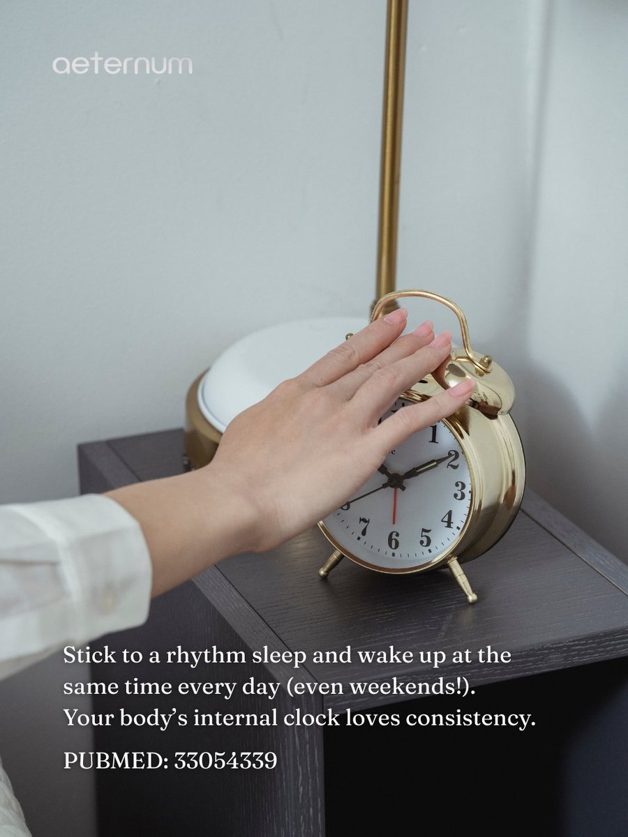 aeternumcompany's tweet image. 😴 4 ways to sleep better: Keep a routine, create a relaxing bedroom, limit screens &amp;amp; caffeine, and stay active. ✨ Follow us &amp;amp; visit our site for more tips! #BetterSleep #BiohackingHealth