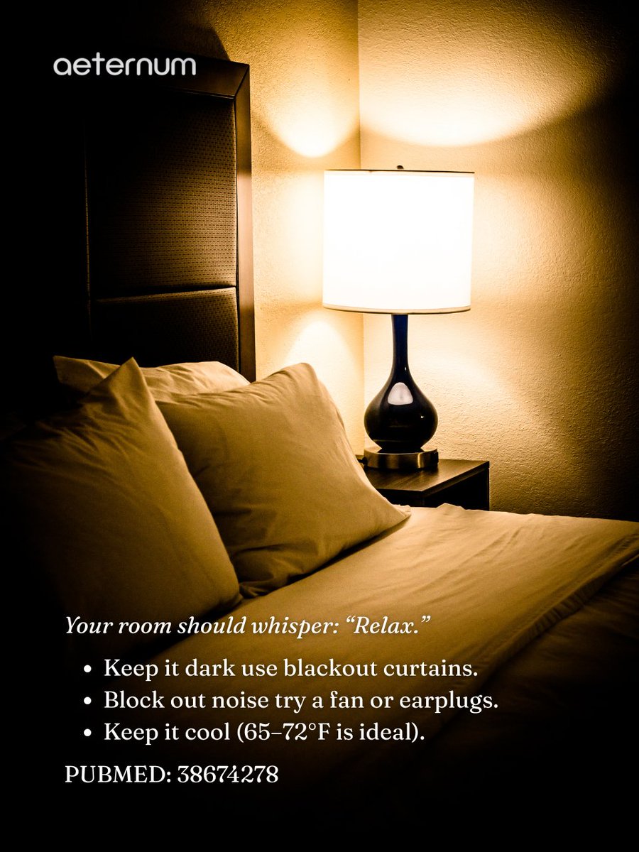 aeternumcompany's tweet image. 😴 4 ways to sleep better: Keep a routine, create a relaxing bedroom, limit screens &amp;amp; caffeine, and stay active. ✨ Follow us &amp;amp; visit our site for more tips! #BetterSleep #BiohackingHealth