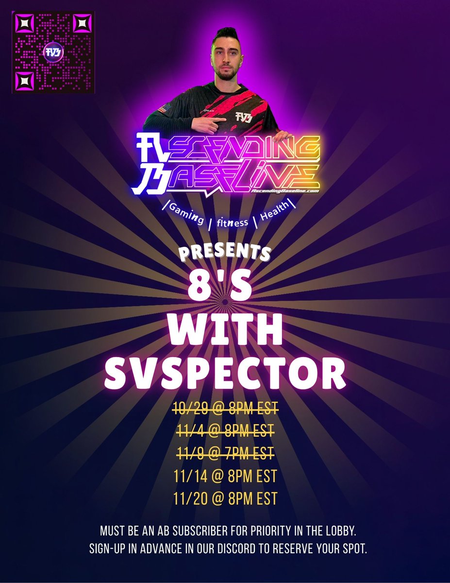 There are only TWO dates left in November to play 8's with <a href="/Svspector/">Ayden</a>! Sign-up in our discord to reserve your spot! 

discord.gg/ascendingbasel…