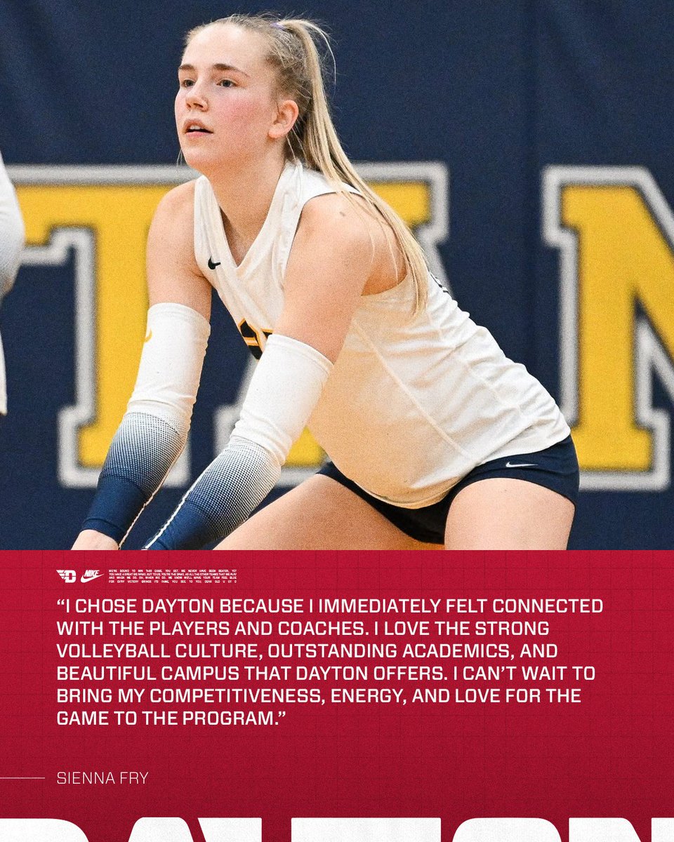 DaytonVB's tweet image. Sienna Fry is officially part of the Flyer Family! Welcome! ✈️✍️

#UDVB // #FlyerLegacy