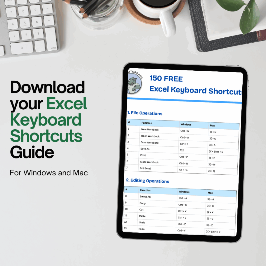 Computergaga1's tweet image. Want to master Excel faster? ⚡
Get 150 FREE Excel Keyboard Shortcuts for Windows &amp;amp; Mac! ⌨️

Just:
1️⃣ Follow (so I can DM you)
2️⃣ Like &amp;amp; Retweet ❤️
3️⃣ Type &quot;Guide&quot; to get the link in DM 🧲

#ExcelTips #ExcelHacks #Productivity #ExcelShortcuts #DataSkills
