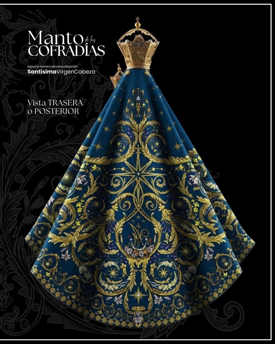 🔴 Así es el 'Manto de las Cofradías' que proyecta una comisión de devotos para la Virgen de la Cabeza con motivo del 800 aniversario de su aparición. Su diseño es obra del taller Rincón del Arte y responde a una completa lectura iconográfica en torno a la patrona de Andújar.