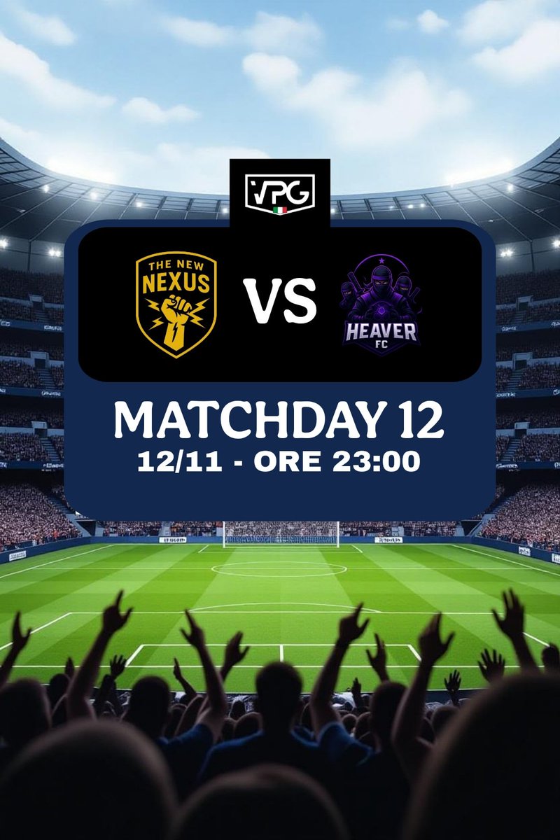 Stasera per <a href="/VPGItaly/">Virtual Pro Gaming Italy 🇮🇹</a> serie D giochiamo contro i ragazzi di Heaver FC.

Buona fortuna!!

#WeAreOne #JoinTheNexus