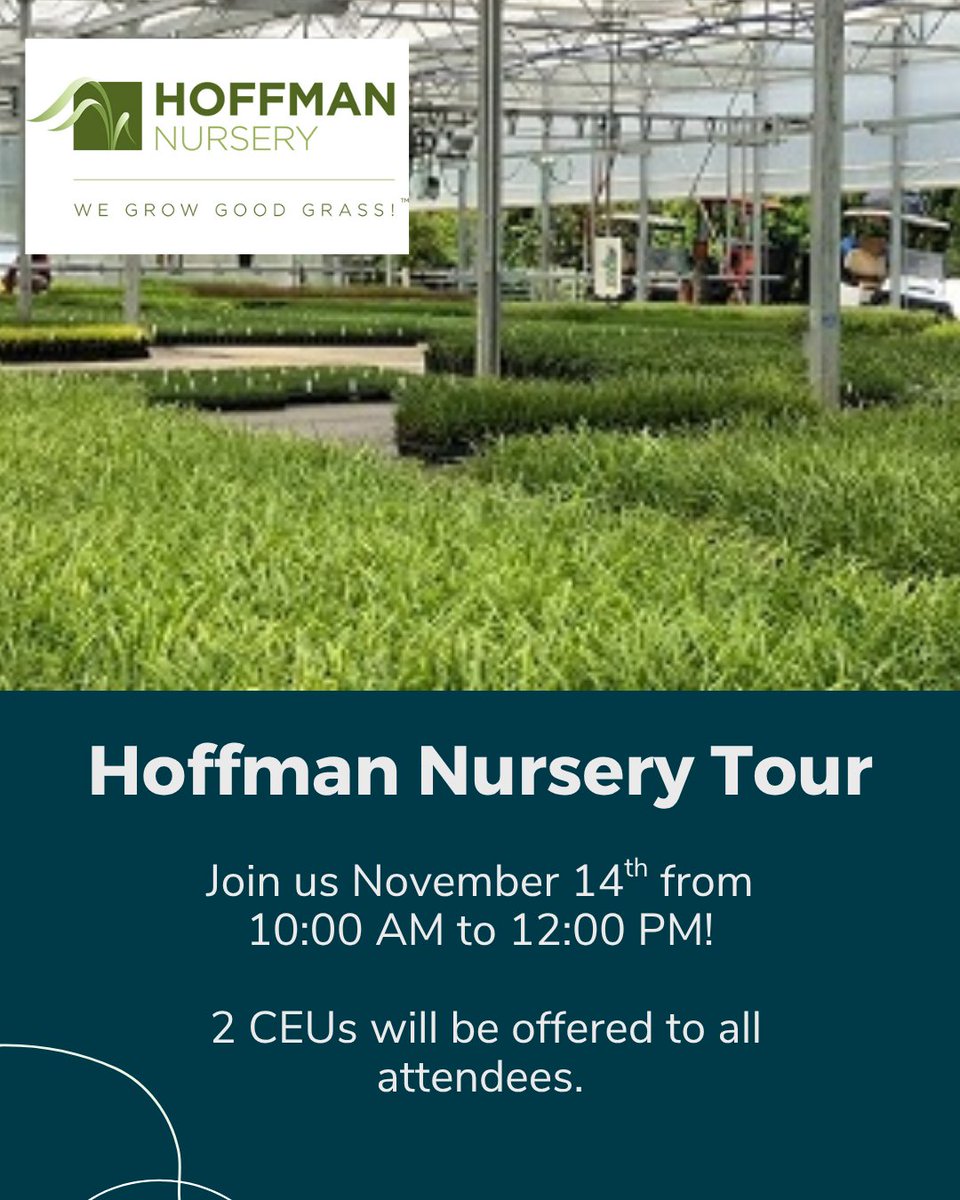 Don't miss our tour of the Hoffman Nursery on November 14th!

Join us at Hoffman Nursery to learn about operations and innovations related to one of NC's largest plant nurseries specializing in Native Grasses and more.

🔗Learn More Here: ncasla.org/events/2025/11…
