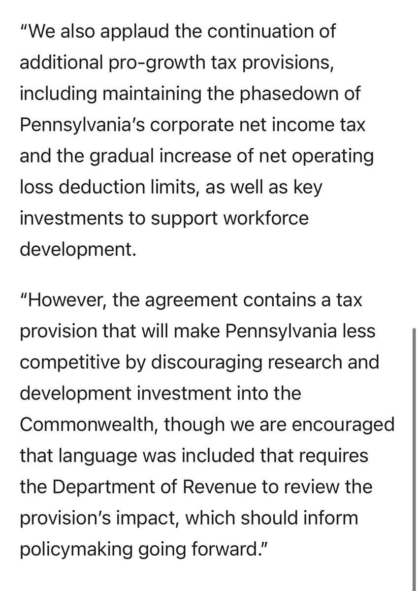PAChamber's tweet image. Our full statement on the 2025-26 state budget signed this afternoon:

🔗  pachamber.org/media/23845/pa…