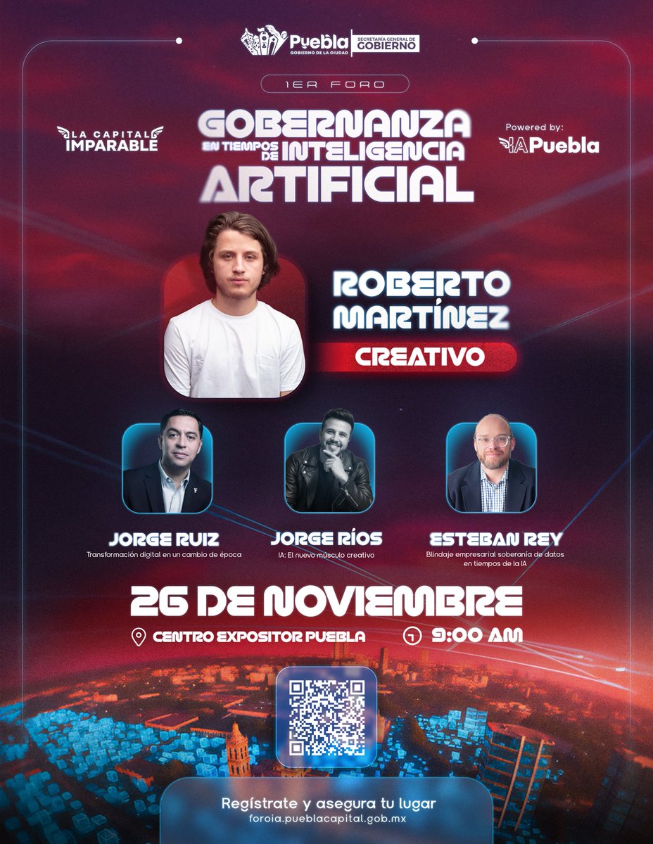 ¡Llega el 1er Foro “Gobernanza en Tiempos de Inteligencia Artificial”! 🤖

Este 26 de noviembre en el Centro Expositor, descubre cómo la IA está transformando la manera de gobernar y servir a la ciudadanía. 💡

🎟️ Regístrate y obtén tu boleto en: foroia.pueblacapital.gob.mx

¡No te
