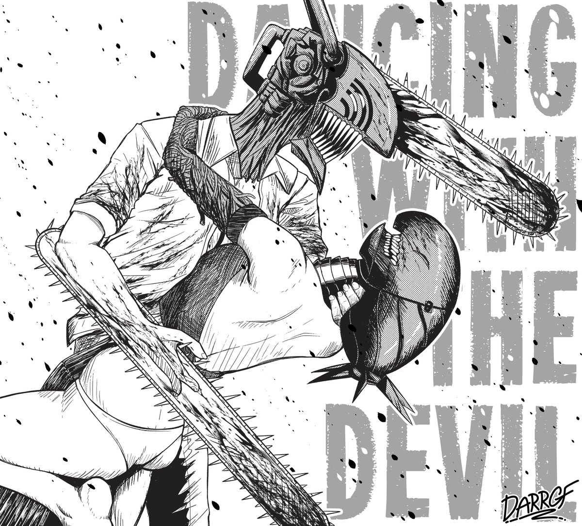 Inspired from the chainsaw man movie I went to see yesterday (hatching / half tone practise) #ChainsawManMovie