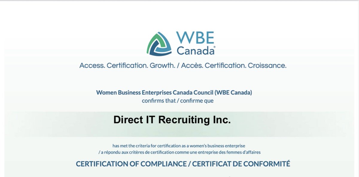 🎉 Direct IT Recruiting is now officially WBE Canada Certified as a Women Business Enterprise! 🇨🇦
👉 directitrecruiting.com/2025/11/12/wbe…

#WBECertified #WomenOwnedBusiness #SupplierDiversity #WBECanada #WomenInBusiness #DirectITRecruiting #EmpoweringWomen #TechRecruiting #BusinessLeadership