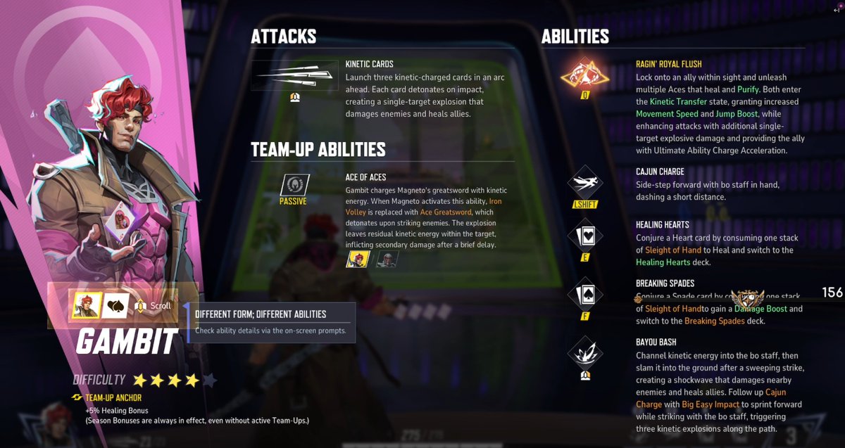 RivalsAssembled's tweet image. ‼️ALL OF GAMBIT ABILITIES REVEALED 

[images from @X0X_LEAK]