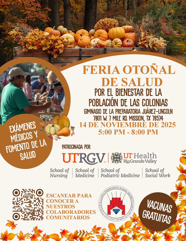 JCECHSRedWolves's tweet image. 🍁 Healthy Harvest Fair / Feria Otoñal de Salud 🍁 Join us for FREE vaccines, health screenings &amp;amp; wellness resources for our colonia communities!