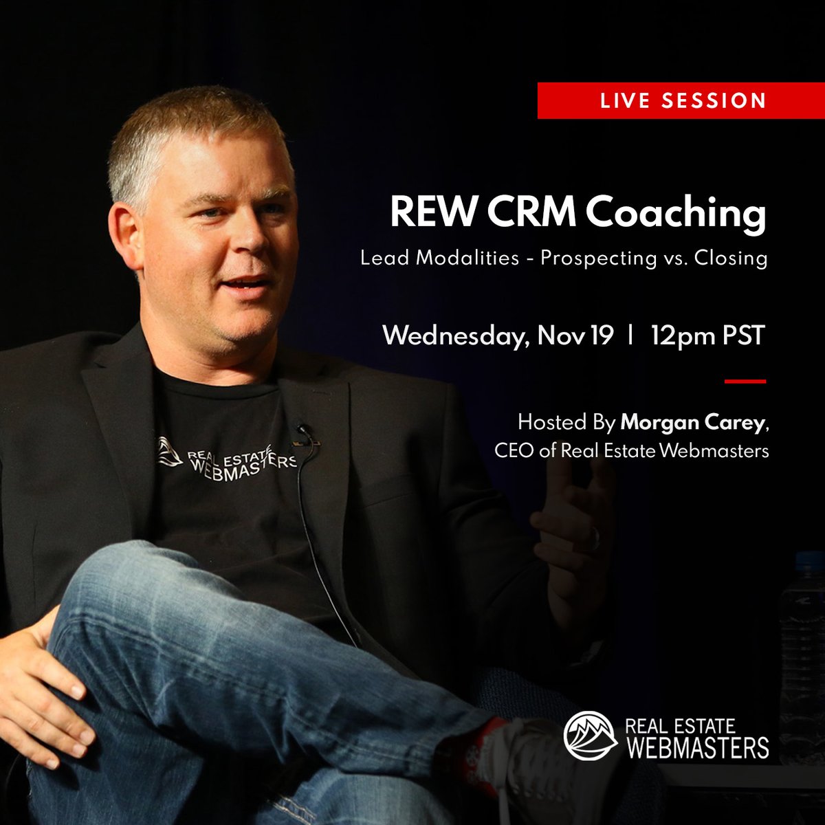 webmastersre's tweet image. Do you want to level up your lead management? Join our CEO, @morgancarey on Nov. 19, at 12PM PST for a live #REWCRM coaching session on Lead Modalities: Prospecting vs. Closing.

Register today! us06web.zoom.us/meeting/regist…