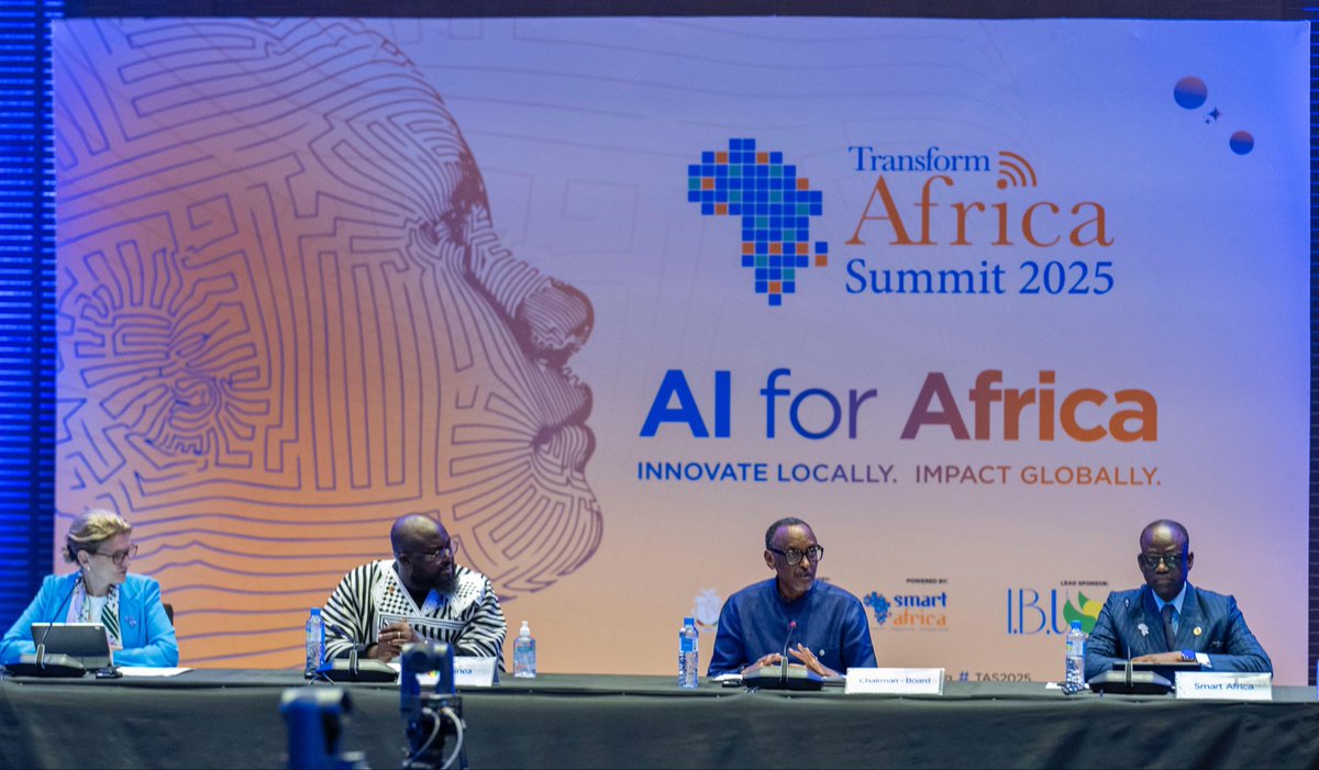 UrugwiroVillage's tweet photo. “The true test of our progress, will be how we execute and scale these projects to create measurable outcomes.

As always, collaboration between governments, industries, academia and development partners, will create a stronger momentum for Africa to prosper in the digital economy.

Every delay takes away Africa’s credibility, and every fulfilled commitment, accelerates delivery on the ground. Let’s continue working together.”

Earlier today in Conakry, President Kagame chaired the 12th Smart Africa Board Meeting to discuss key priorities including artificial intelligence and the ongoing work of the Smart Africa Alliance. #TAS2025