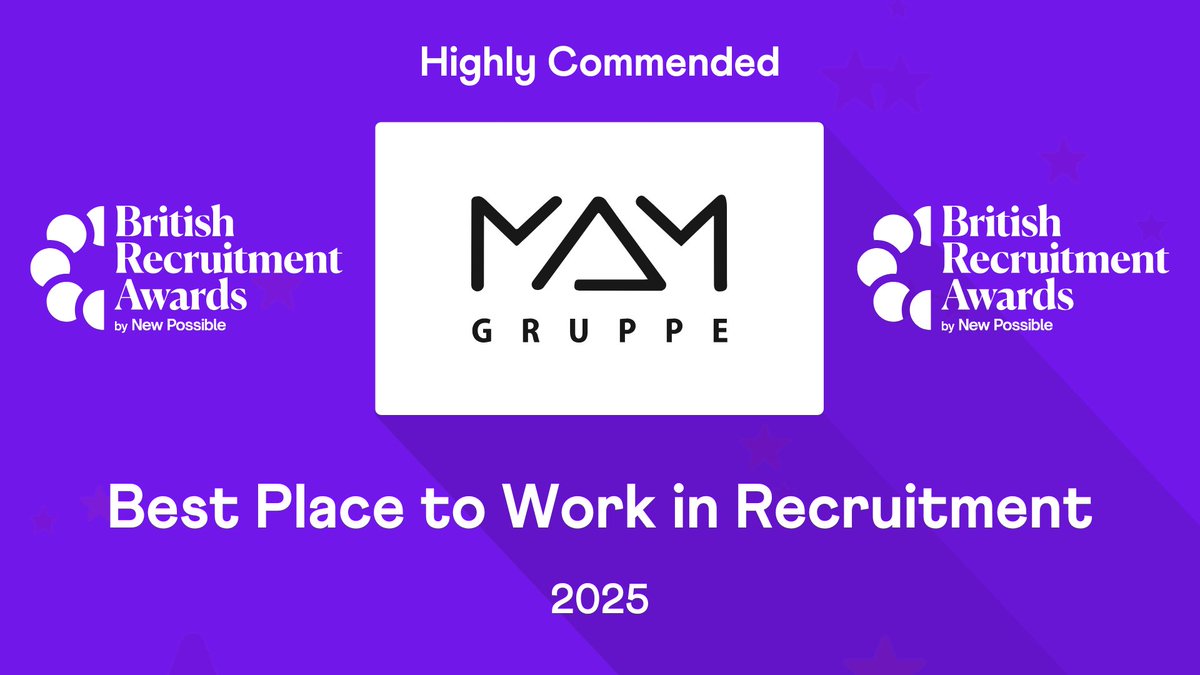Congratulations to <a href="/mamgruppe/">MAM Gruppe</a> who achieve Highly Commended in the ‘Best Place to Work in Recruitment’ category determined by employee feedback shared on <a href="/getNewPossible/">New Possible</a>!

#Recruitment #Awards #HR