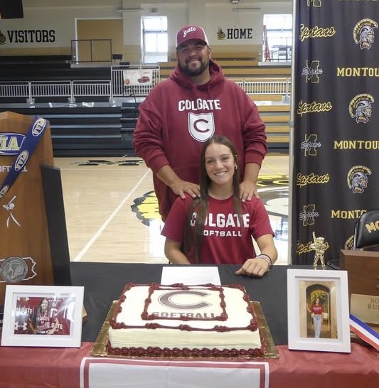 PVSbaseball's tweet photo. Next up is @ColgateSoftball ✍️ @hailey_staub with Dad https://t.co/PRKCONOxt5