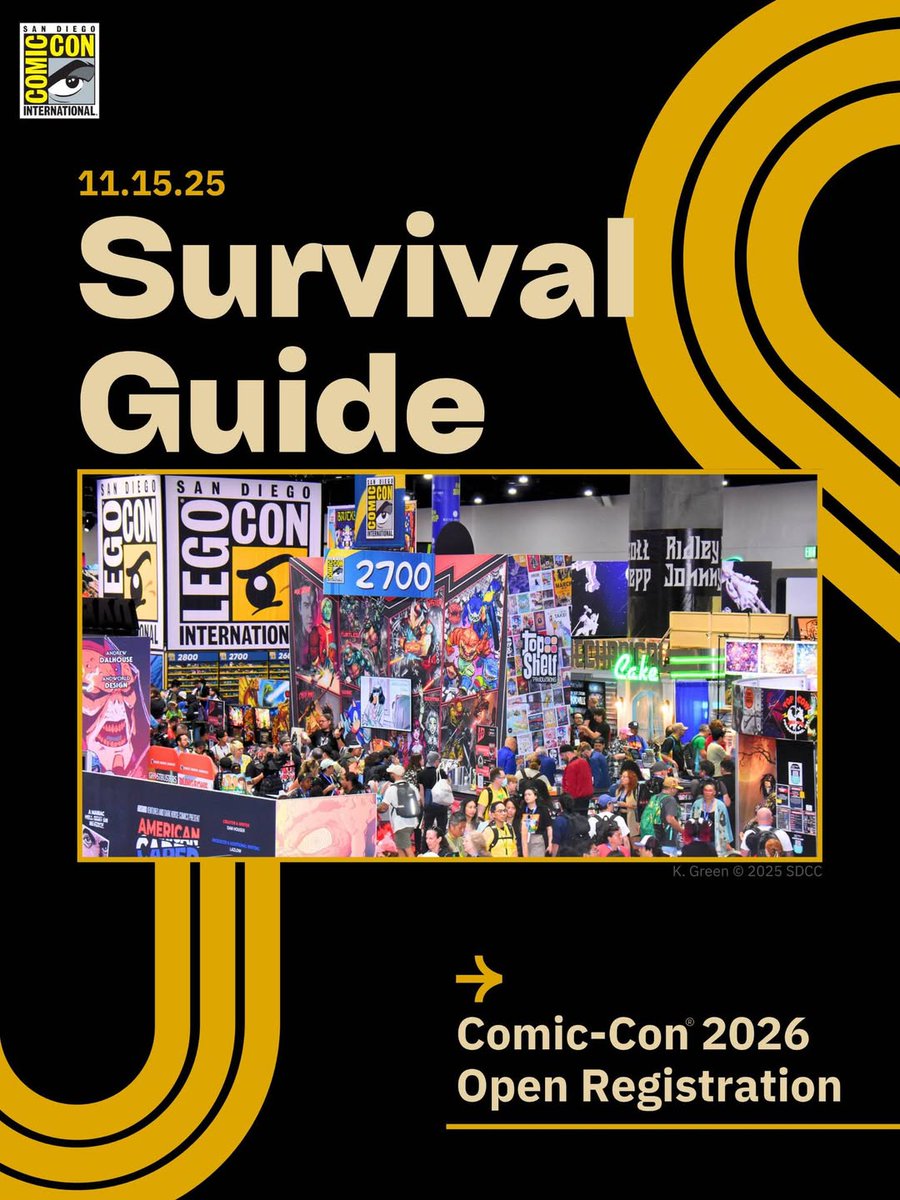 Comic-Con 2026 Open Registration is happening soon! 

This is the final attendee badge sale, so take a moment to review the #SDCC Survival Guide blog and all Open Registration resources to prepare for the big day. 

LINK: bit.ly/3XnWQsX