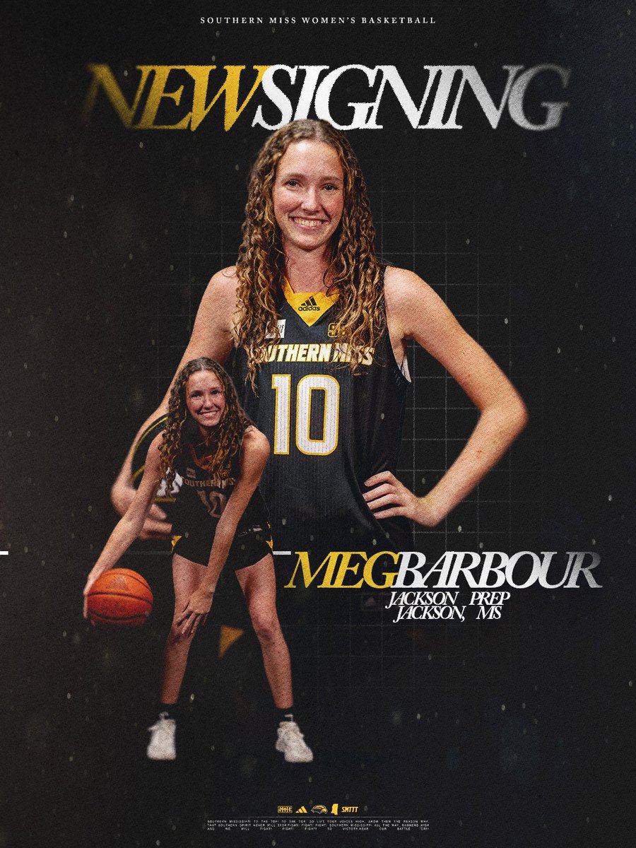 SouthernMissWBB's tweet image. ✍️ @megbarbour_

Welcome to the Hub City, Meg Barbour!

🏀 Guard
📍 Jackson, Miss.
🎓 Jackson Prep

#ELEVATE | #SMTTT