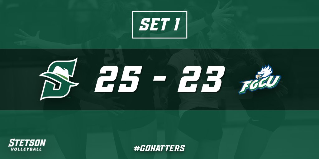 Stetson battles back to take the first set!

#GoHatters | <a href="/StetsonHatters/">Stetson Hatters</a>