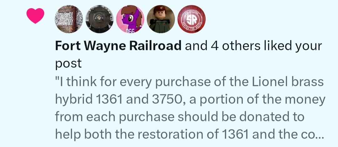 First of all, you are NOT slick I saw that!

Just for that, I'm gonna say it:
"I think anytime a company models a preserved nickel plate road locomotive, a portion of the money from each purchase goes towards the upkeep of said locomotives like 587, 601, 765, etc."