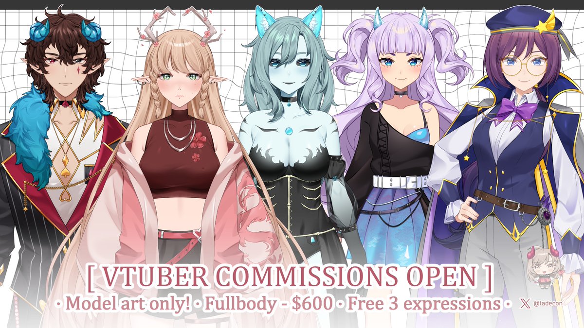 VTUBER COMMS ARE OPEN!

📌I have slots for Vtuber models, and also Chibi models!
📝Payment via PayPal (LavaTop)

Carrd link⬇️