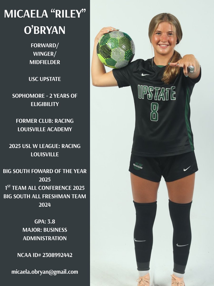 After careful consideration, I have decided to enter the #transferportal on November 17th with 2 years of eligibility left. I am very thankful for my time here at USC Upstate, but I am excited about what the future will hold!
<a href="/ImYouthSoccer/">ECNL/GA/Recruiting/College Soccer</a> 
<a href="/ImCollegeSoccer/">College Soccer Truth ™</a> 
<a href="/TopDrawerSoccer/">TopDrawerSoccer</a>