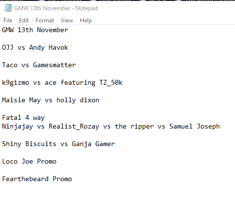 Tony_Walker's tweet photo. https://t.co/2Yr0WCVEI8 GMW Thursday is on 3pm EST, 2pm Ctrl and 8pm GMT, Matches below also more Fortnite Chaos. Also Depending on how things are another Bloop game We will see. Hope to see you there https://t.co/4op3YUotT2