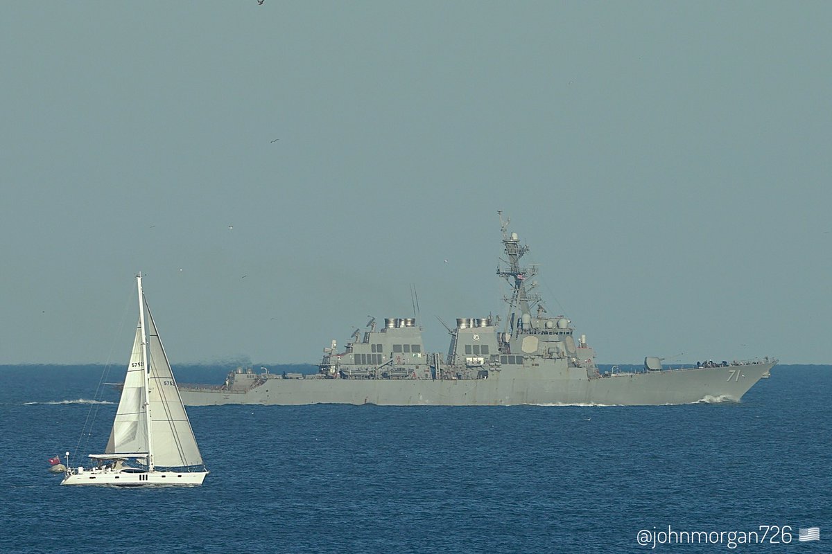 johnmorgan726's tweet photo. USS ROSS (DDG-71) πΊπΈ Arleigh Burke-class Flight I guided missile destroyer four miles off the coast of Virginia Beach after leaving Naval Station Norfolk (NOB) Virginia. #UnitedStatesNavy #USSRoss #DDG71 #ShipsInPics https://t.co/Us0h2DIW76