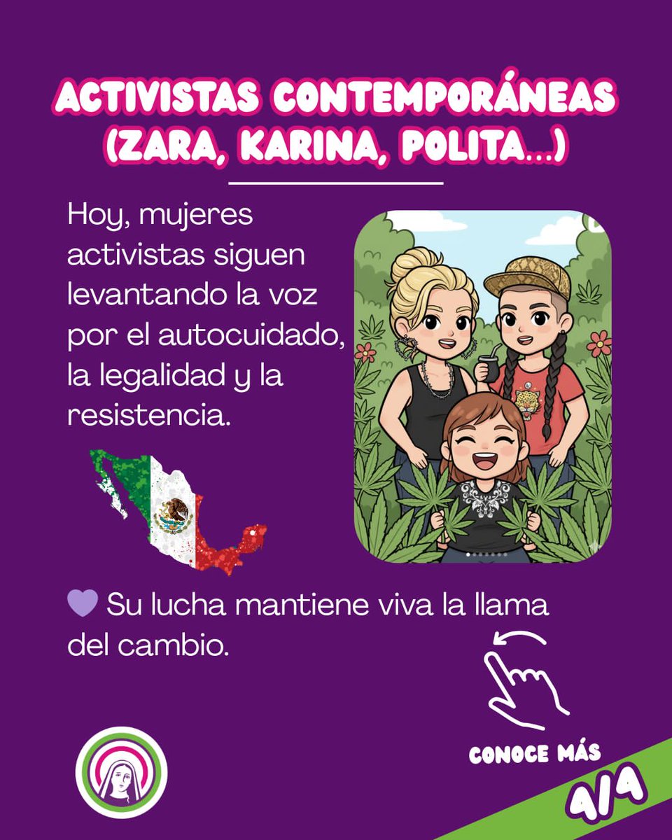 DulceMaria_420's tweet photo. 🌿 Este carrusel es una línea del tiempo viva: visibiliza las luchas, los silencios y las conquistas que abrieron camino para hablar del cannabis sin miedo.
💜 Una historia de autocuidado, sabiduría y rebeldía amorosa.
#MujeresQueResisten #CannabisConHistoria #AutocuidadoFemenino https://t.co/XPyKC2Kj5h