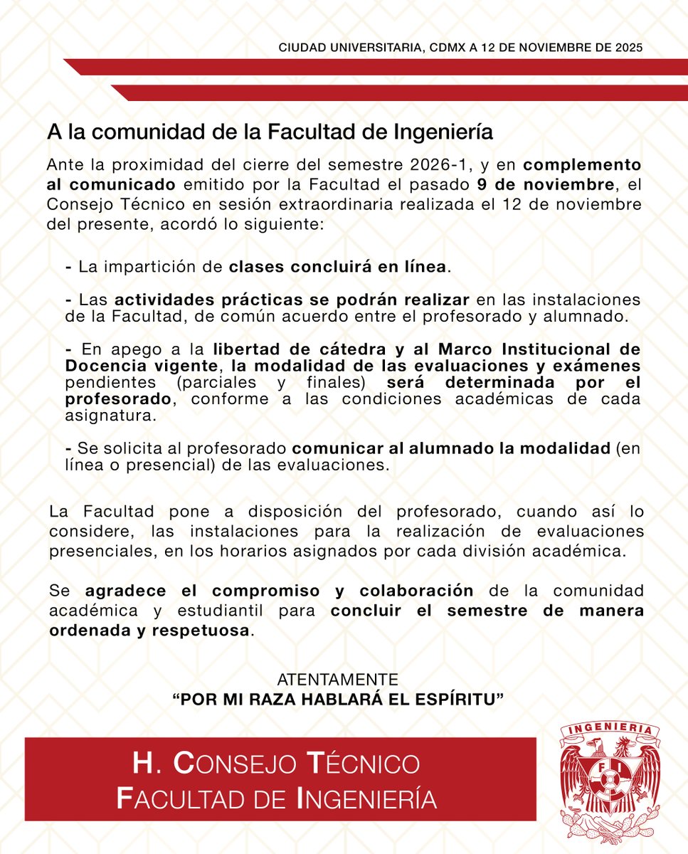 Mensaje a la comunidad de la Facultad de Ingeniería
<a href="/die_fi_unam/">División de Ingeniería Eléctrica</a>  <a href="/DICT_FIUNAM/">División de Ingeniería en Ciencias de la Tierra</a> <a href="/dicyg/">DICyG - FI</a>  <a href="/DIMEIFIUNAM/">DIMEIFIUNAM</a> <a href="/uatUnam/">Unidad de Alta Tecnología</a>  <a href="/SocialesyHum_FI/">DCSyH FI UNAM</a>