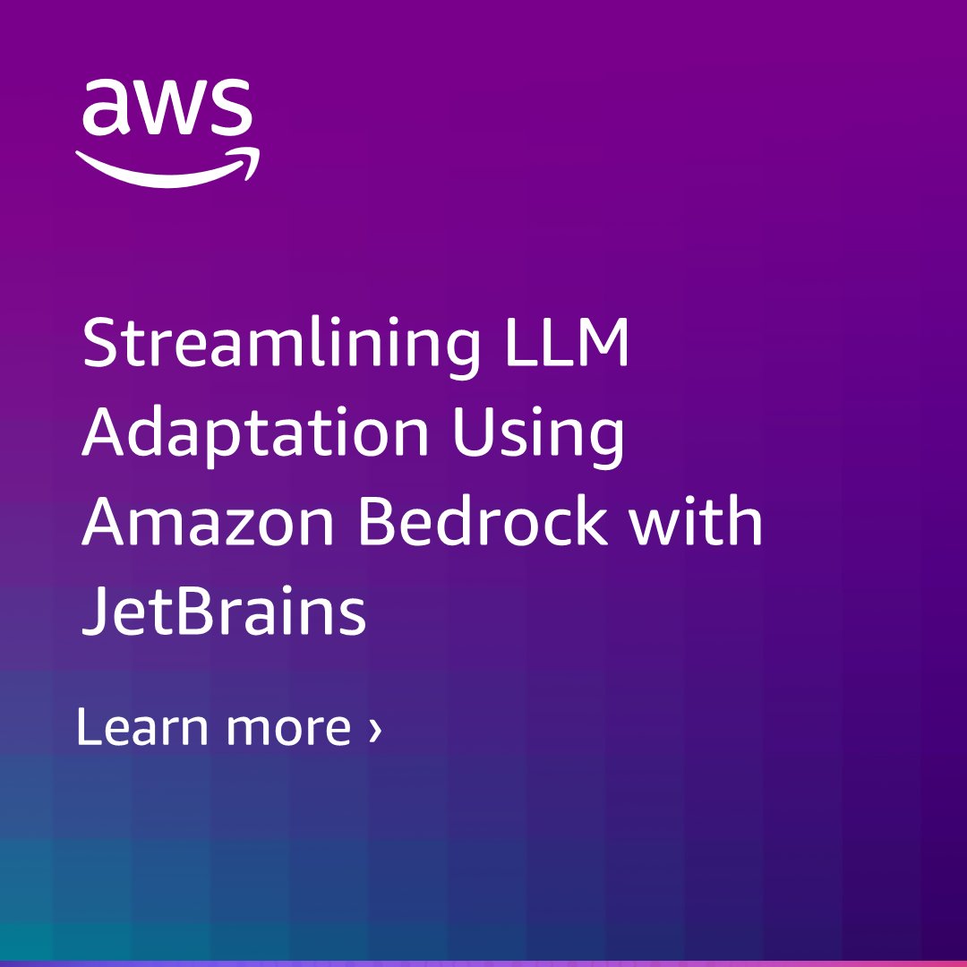 AWS_Partners's tweet image. From weeks to just 1 day: See how @jetbrains transformed their LLM deployment speed.  

Read more 🚀 go.aws/3JWeLDU

JetBrains serves 11.4M developers globally, and they needed a faster way to experiment with multiple LLMs and #AmazonBedrock.

The transformation…