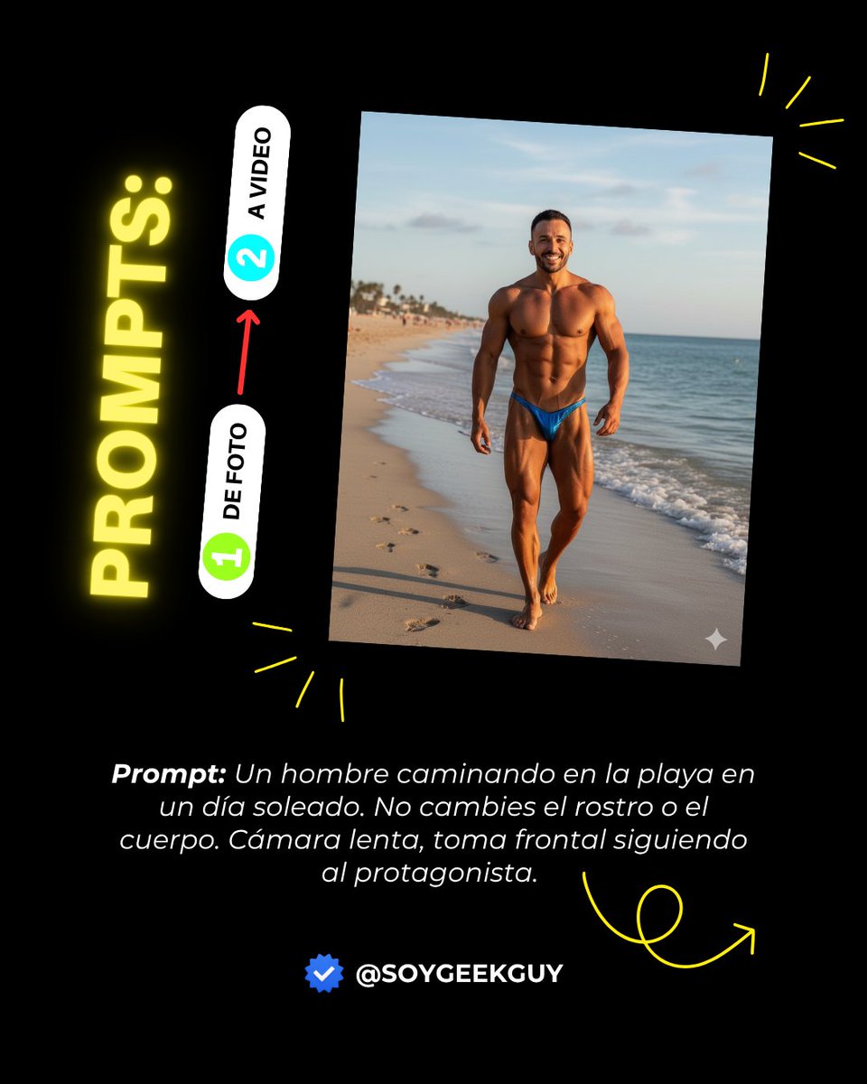 soygeekguy's tweet image. 🌴 ¿Quieres una foto caminando en la playa sin estar ahí? 😳 

Genera la imagen con #Gemini y luego convierte en VIDEO con #GoogleVeo3:

⬇️⚠️ ¡RESULTADO DEL VIDEO EN EL HILO! ⬇️⚠️

#InteligenciaArtificial #PromptsVirales #CreaConIA #VideosAI #NegociosDigitales