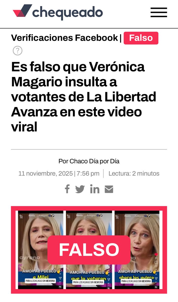 Hay un video que estuvo circulando en las redes sociales que es absolutamente falso: no representa en lo absoluto mi sentir, ni mi pensar. 

Estas fakenews sólo buscan generar un daño a las y los argentinos y no lo vamos a permitir. La IA debería ser una herramienta destinada al