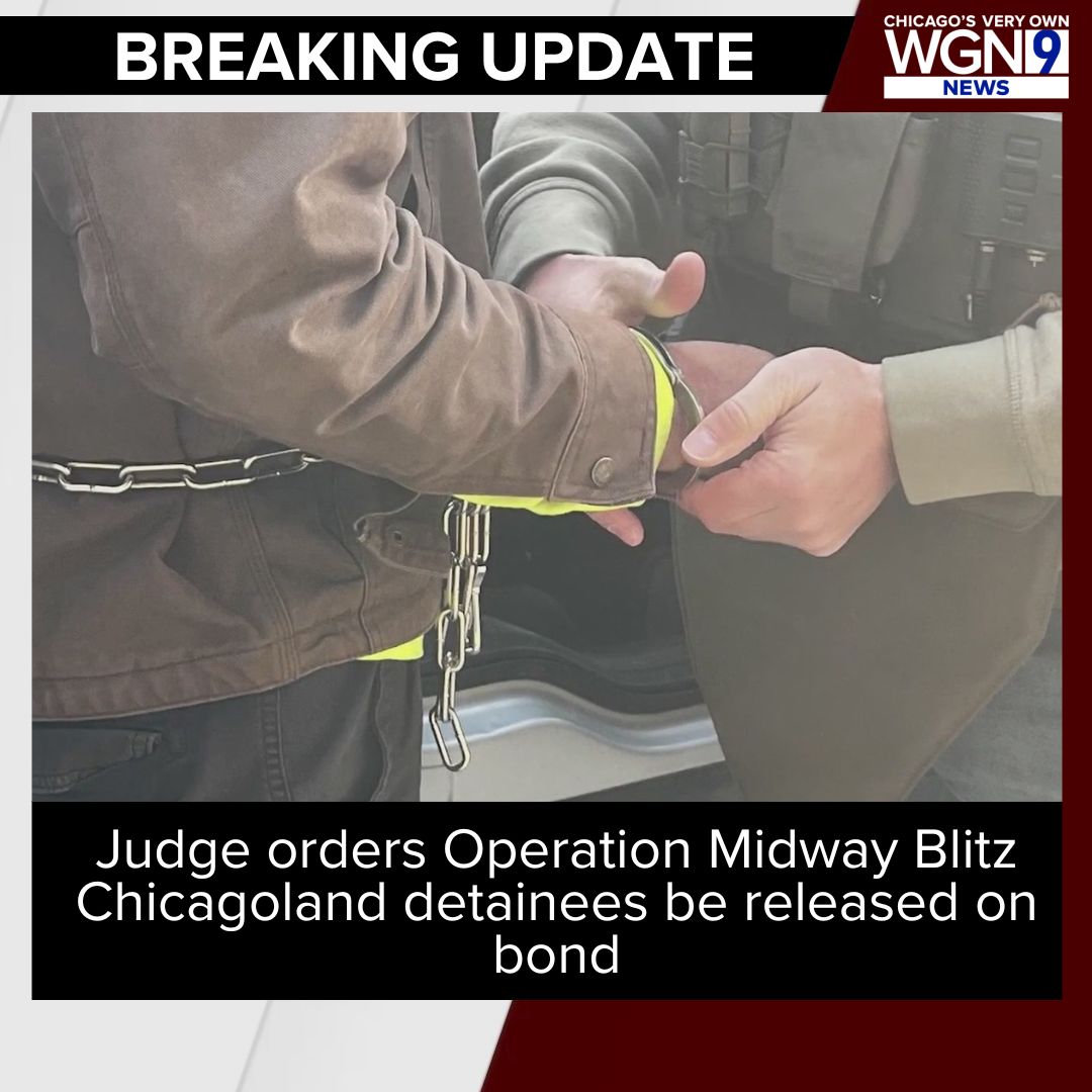 #BREAKING: A federal judge on Wednesday ordered the release of hundreds of people detained amid federal immigration raids across the Chicago area <a href="/BronaghTumulty/">Brónagh Tumulty</a> reports

Details: ( wgntv.com/news/operation… )