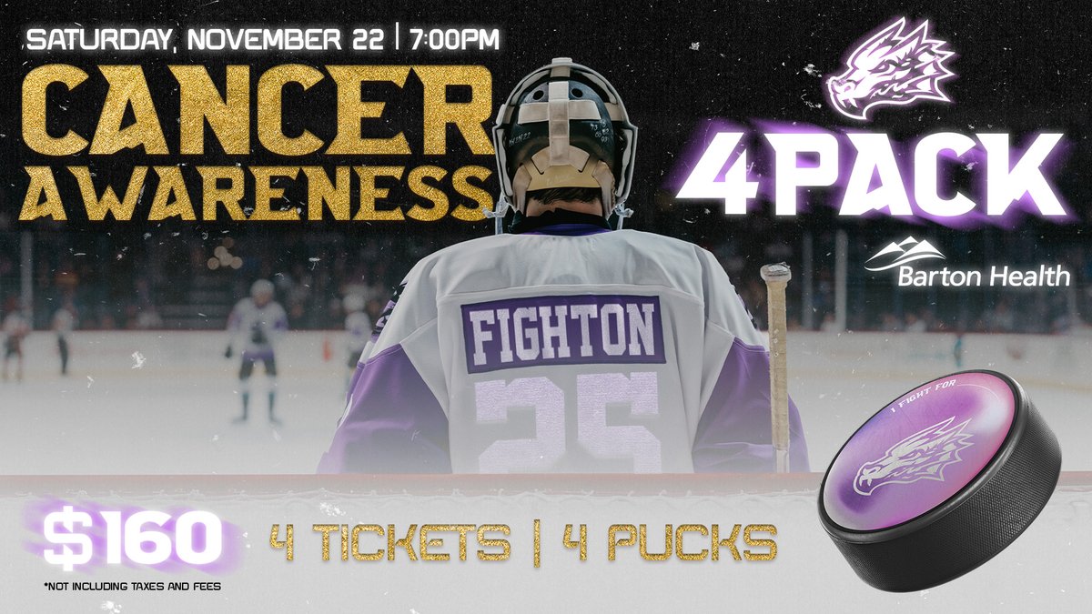 Knight_monsters's tweet photo. Together, we fight on. 💜
Join the Tahoe Knight Monsters for Cancer Awareness Night — a night to honor, support, and celebrate the fighters and survivors in our community.
Get your 4 Pack (4 tickets + 4 pucks) for $160!
🎟️ https://t.co/PEwy20UMLl https://t.co/StYPtpH9tk