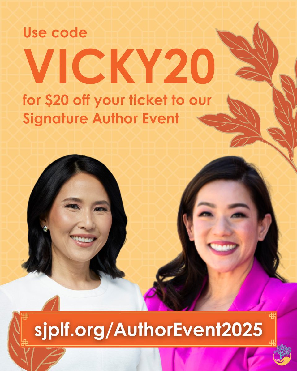 Don't miss it! Get $20 OFF to see @vickynguyentv from The TODAY Show ✨ Enjoy wine and hors d'oeuvres as Vicky is joined by @supbettyduong for an audience Q&amp;A. 

Get tickets at sjplf.org/AuthorEvent2025
Use code VICKY20 at checkout for $20 off your ticket 🧡
